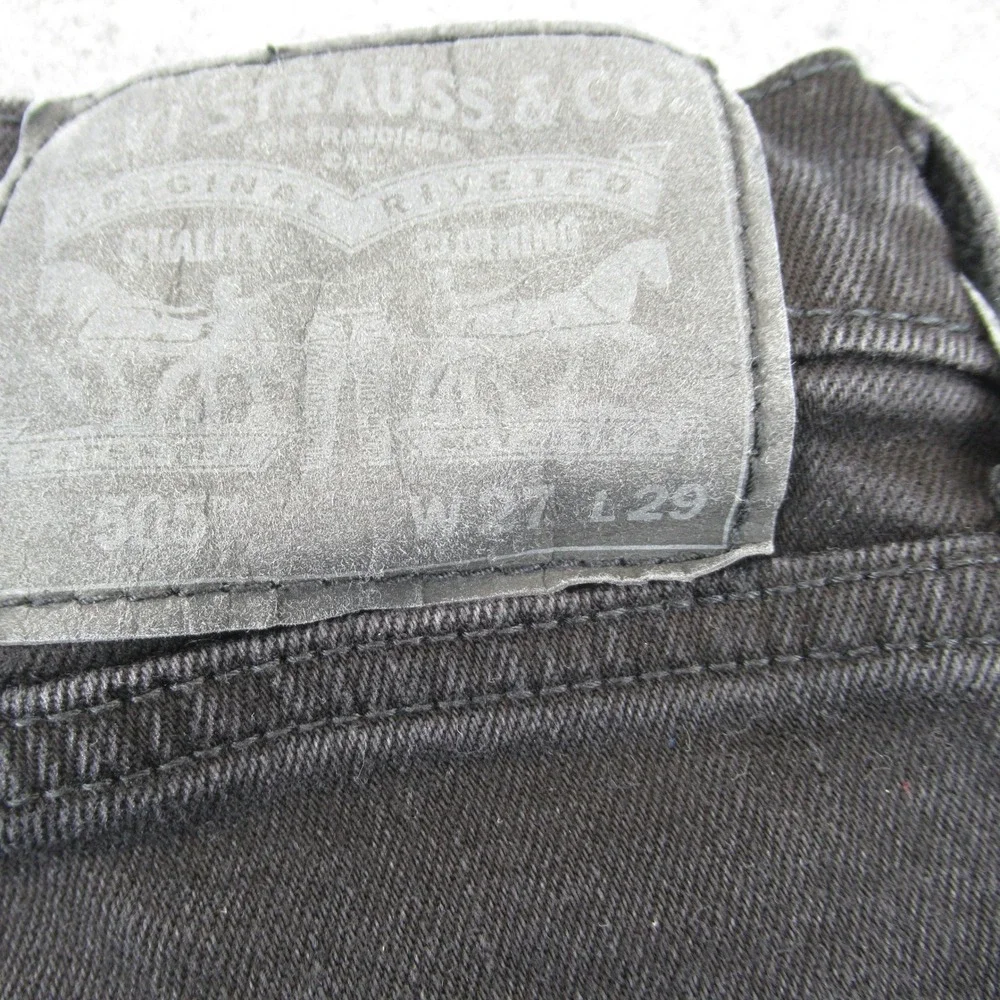 Levis 505 Mens‎ Slim Straight Jeans Black Denim W27 L29 00505-1469